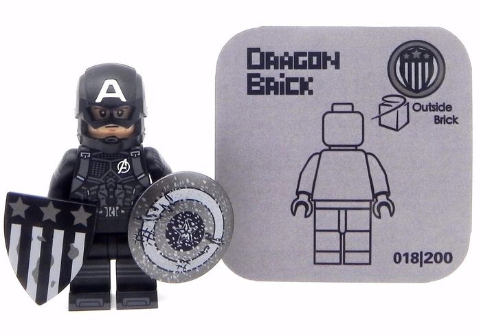 Dragon Brick Captain America Black Suit Custom Minifigure